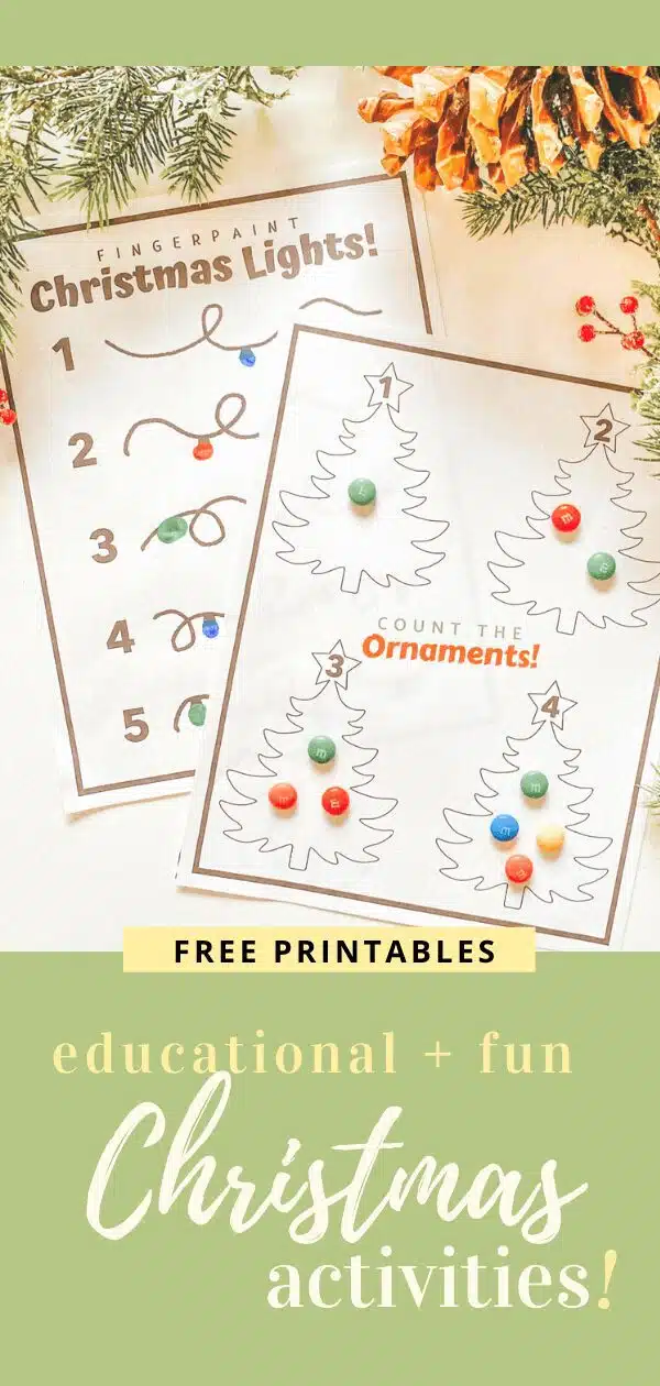 Count the Ornaments - Fingerpaint Lights - FREE PRINTABLE - Christmas Learning Numbers Activity DIY - Toddler Montessori - tiffanieanne.com