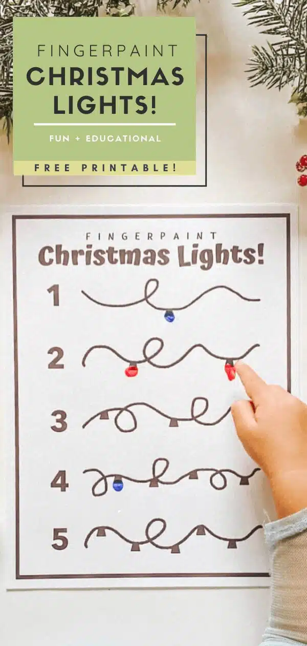Count the Ornaments - Fingerpaint Lights - FREE PRINTABLE - Christmas Learning Numbers Activity DIY - Toddler Montessori - tiffanieanne.com