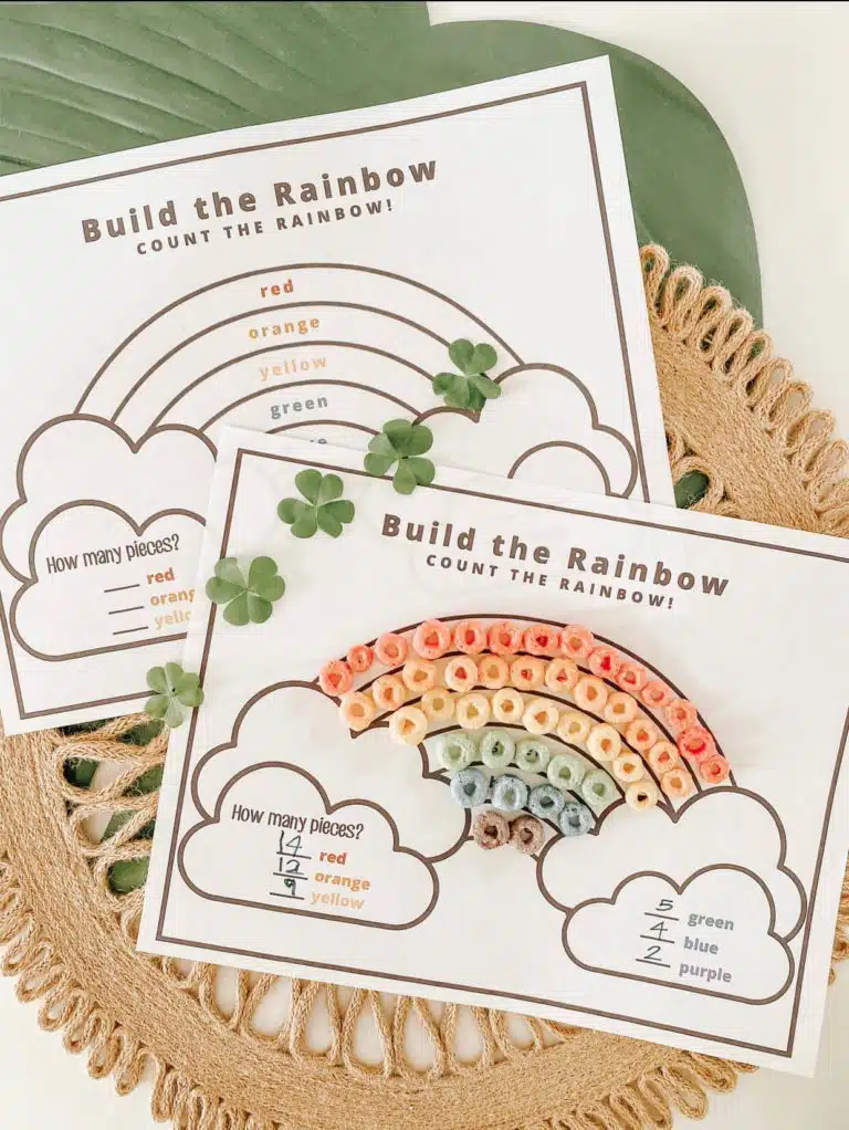 Build a Rainbow. Count the Rainbow! - FREE PRINTABLE - St Patrick's Day Crafts and Activity - Toddler Friendly - Learning Activity - Counting Activity - tiffanieanne.com