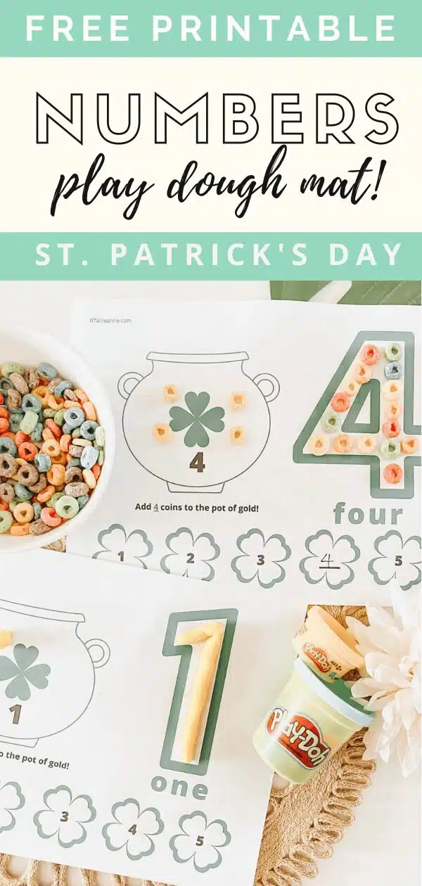 Number Activity Mats | Play Dough Play Doh Mats | Learning Numbers | St. Patrick’s Day free printables | Indoor Activity and Crafts | tiffanieanne.com