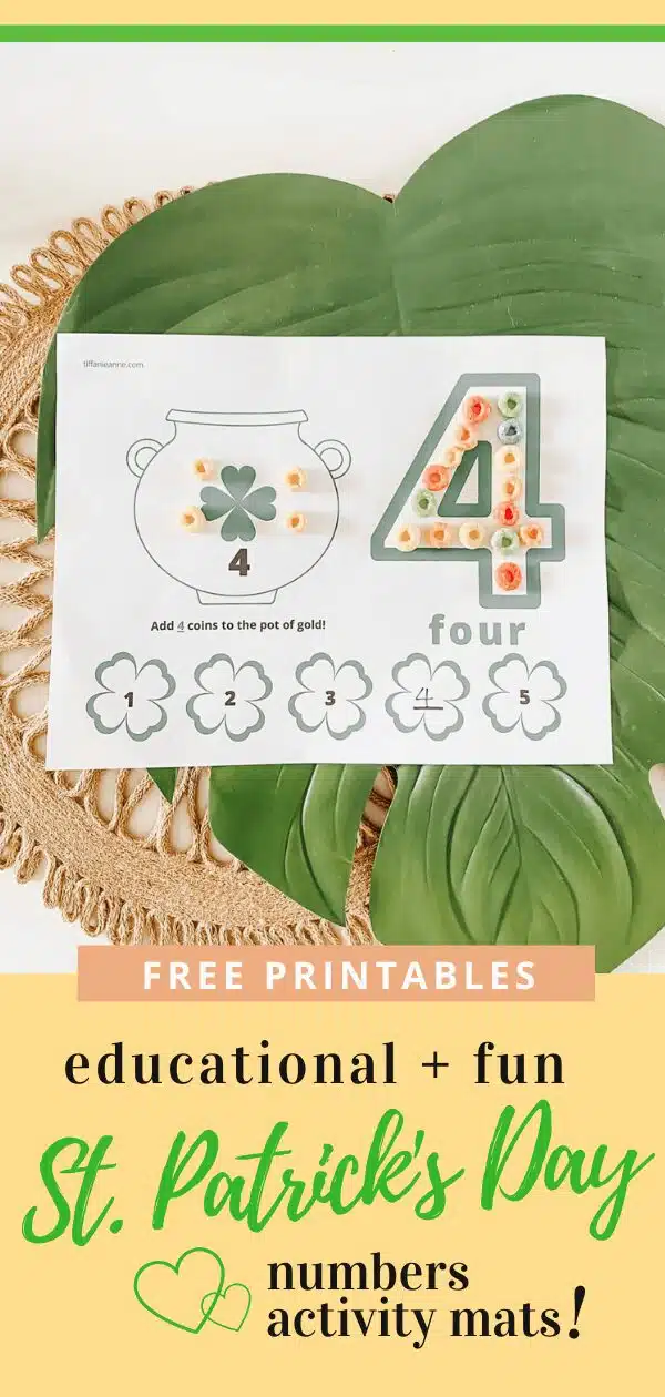 Number Activity Mats | Play Dough Play Doh Mats | Learning Numbers | St. Patrick’s Day free printables | Indoor Activity and Crafts | tiffanieanne.com