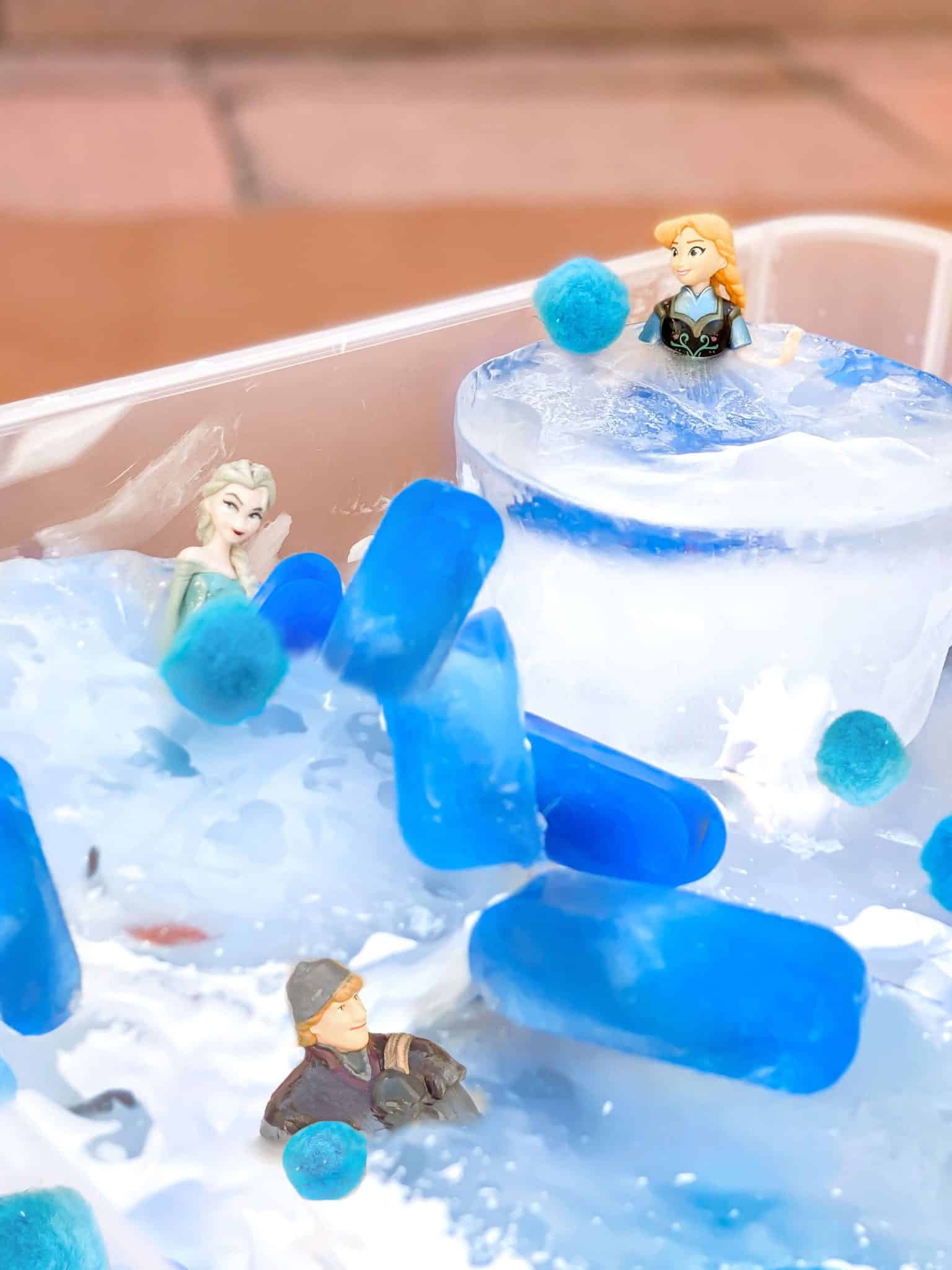 Easy Frozen Ice Sensory Bin that is STEAM Approved! • Tiffanie Anne Blog